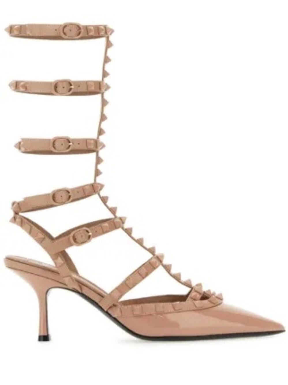Valentino Garavani Beige Rockstud ankle strap Pumps 39